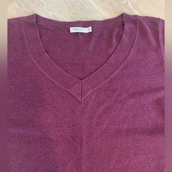 Reitmans - Long Sleeve Lightweight V-Neck Sweater - Burgundy - Size Medium - Picture 2 of 5